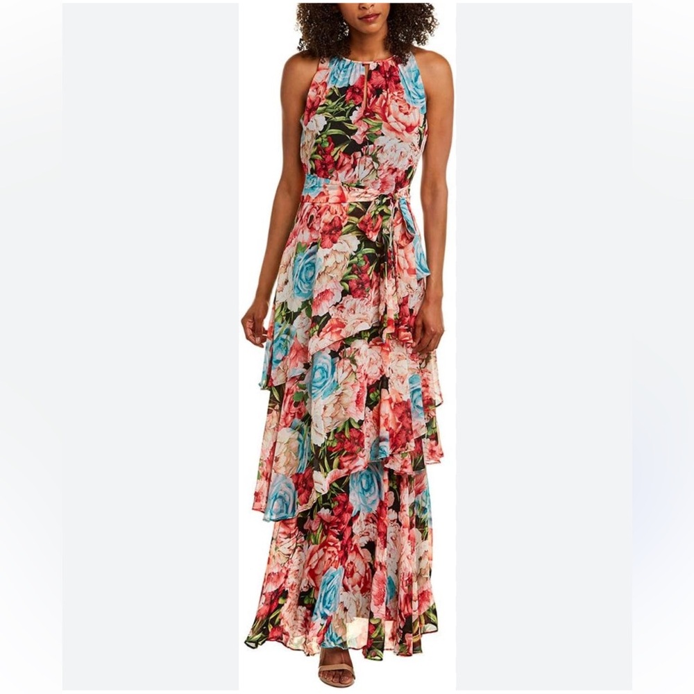 Floral maxi dress, flowy tiers